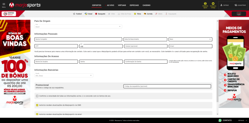 Captura Imagem Marjosports Registro