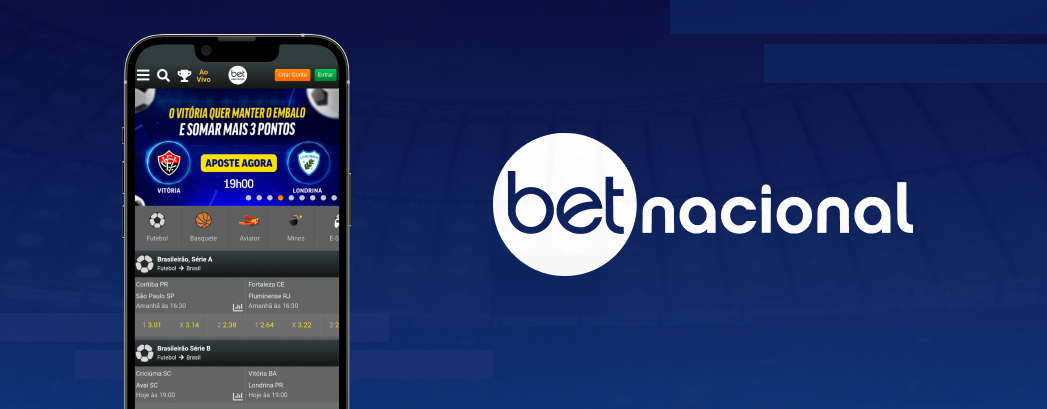 imagem do app betnacional mostrando a página inicial do site de apostas com mercados para o Brasileirão série a e b