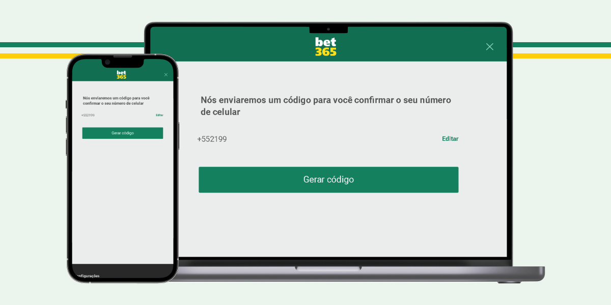 imagem mostrando a etapa de verificação do número de celular na bet365