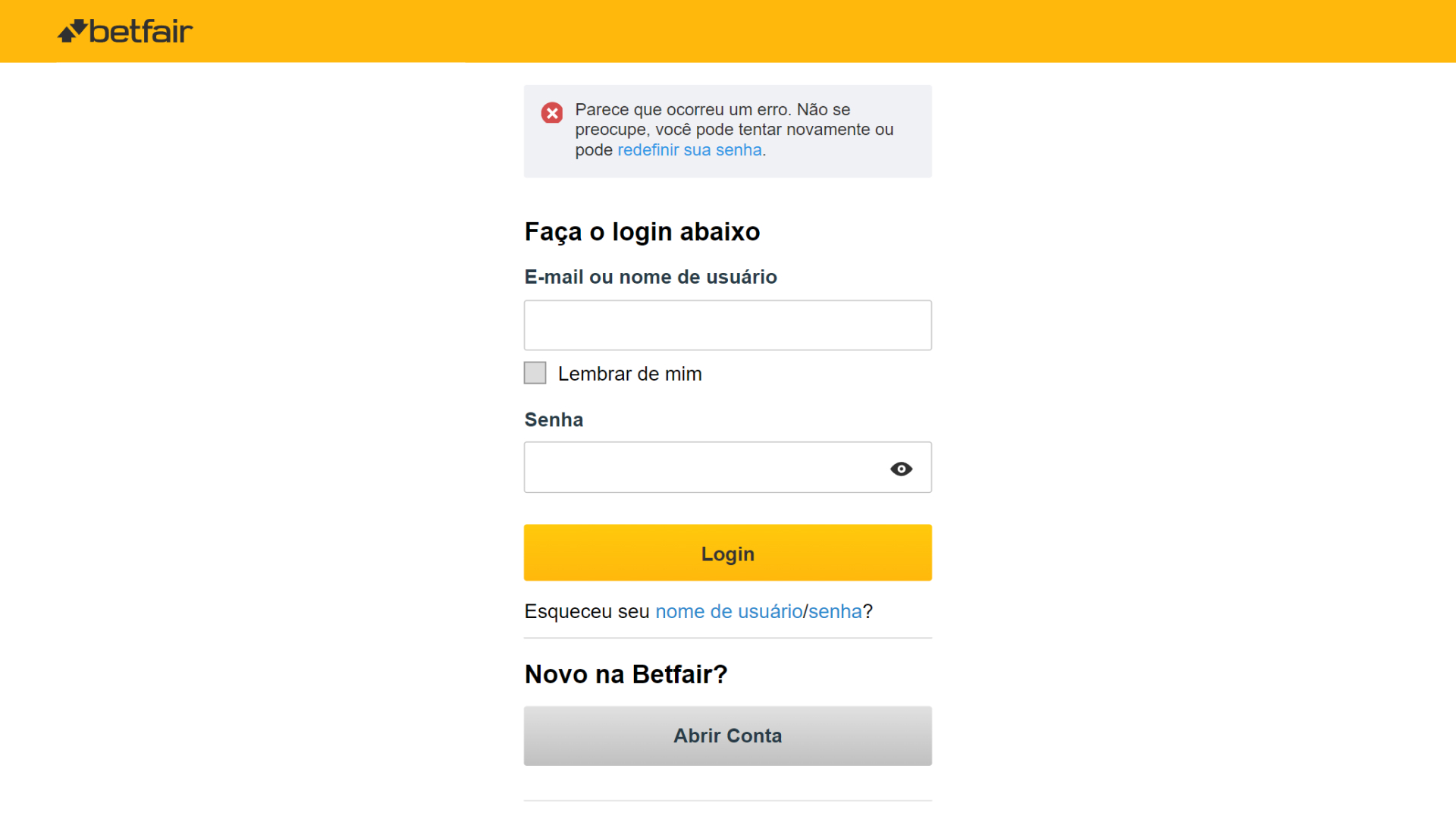 Screenshot login betfair