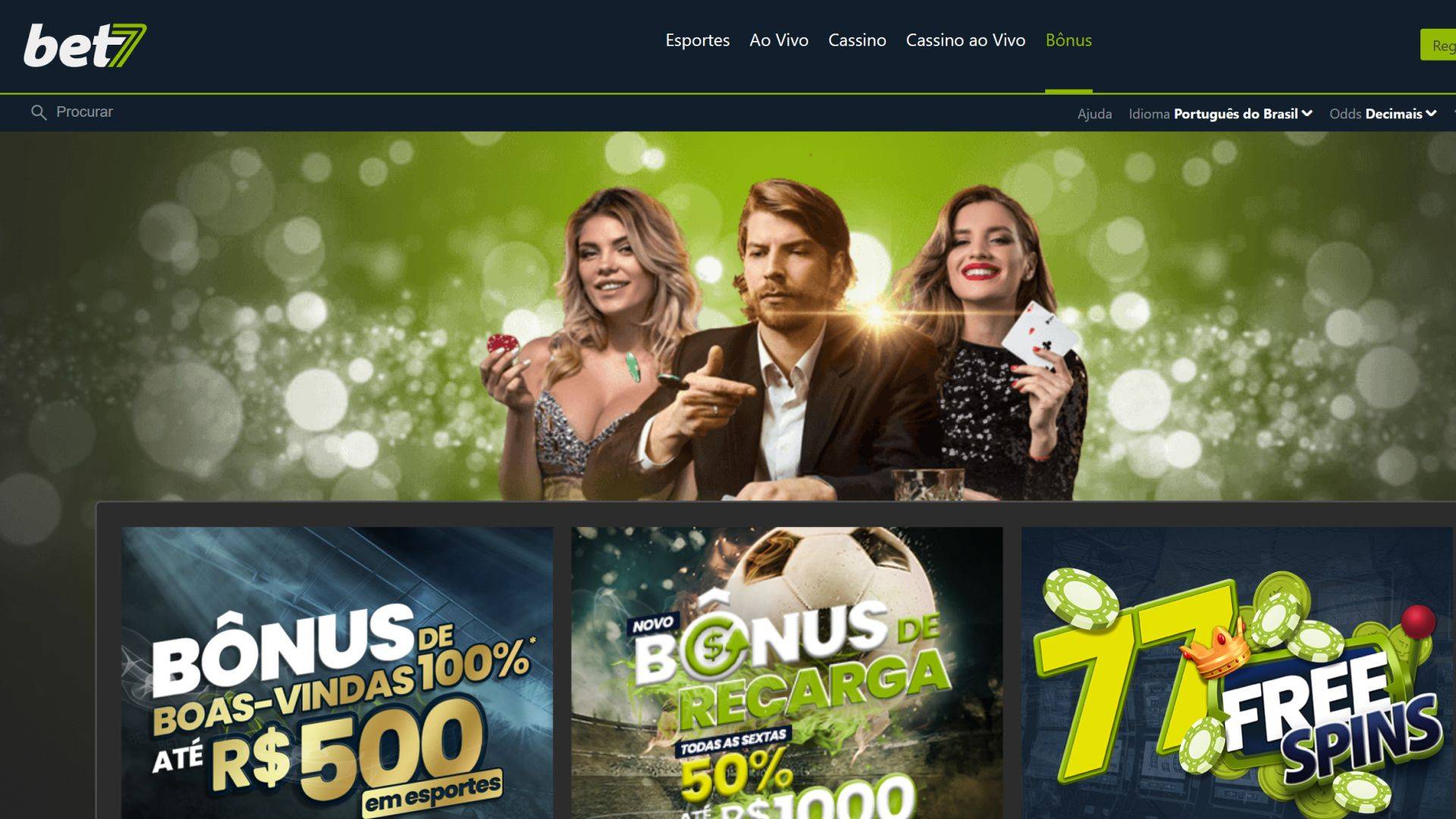 Screenshot promoções bet7