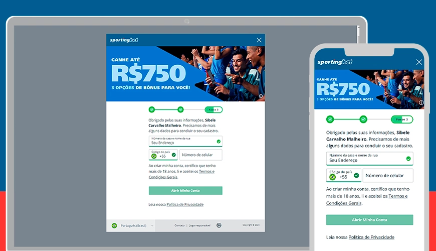 Como se Cadastrar Passo 5 sportingbet