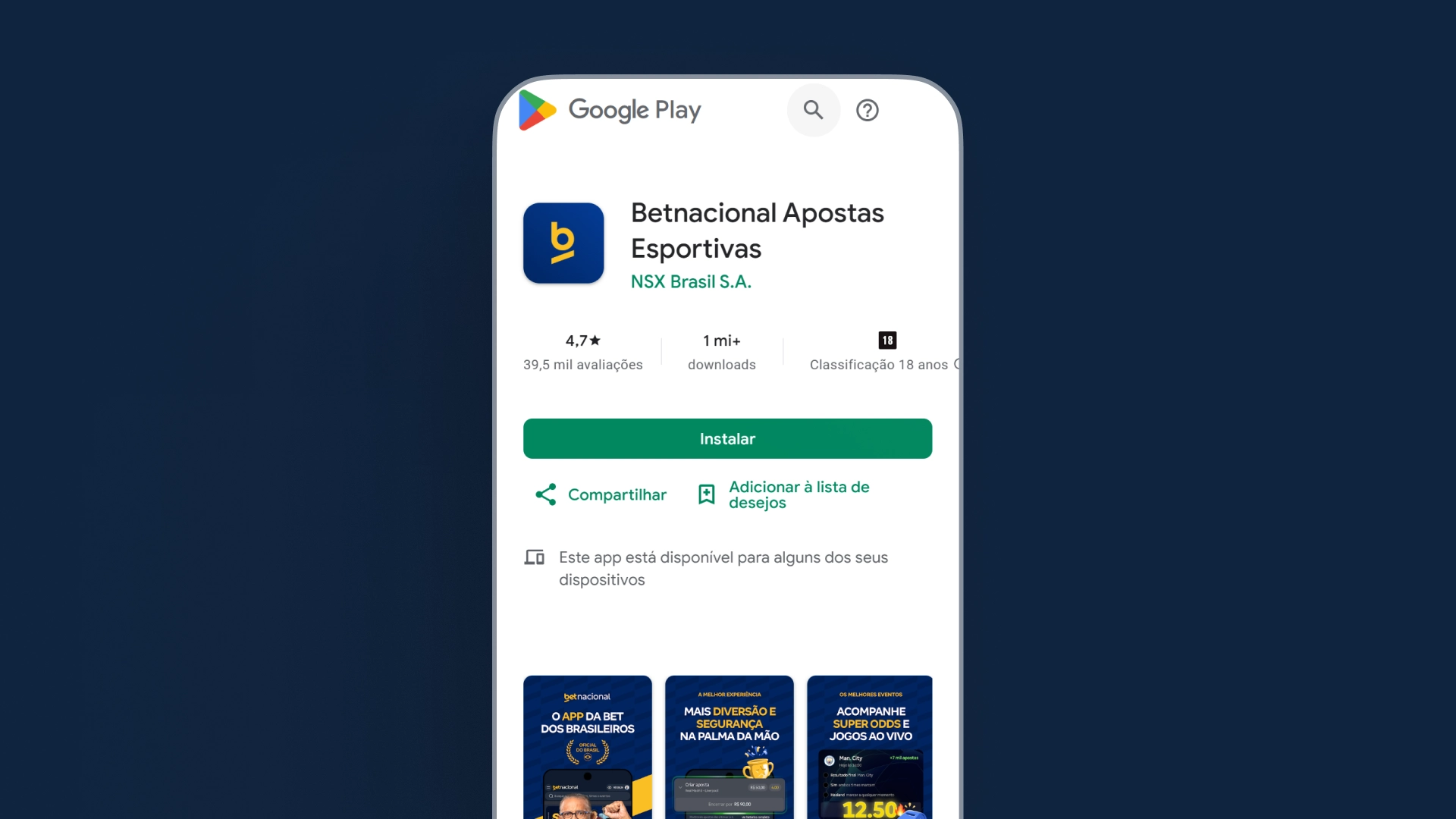 imagem Como baixar o app android Betnacional