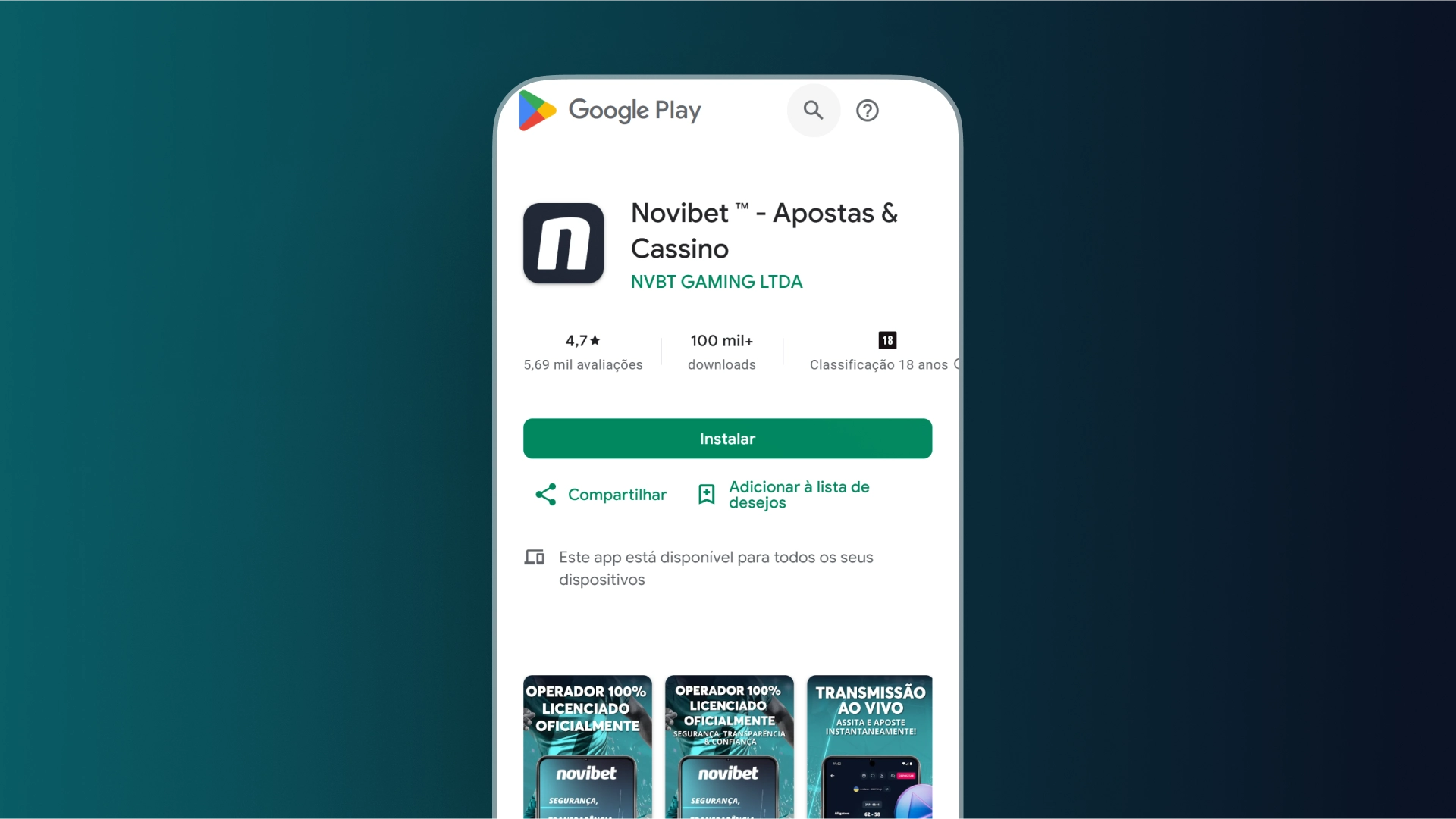 imagem Como baixar o app android Novibet