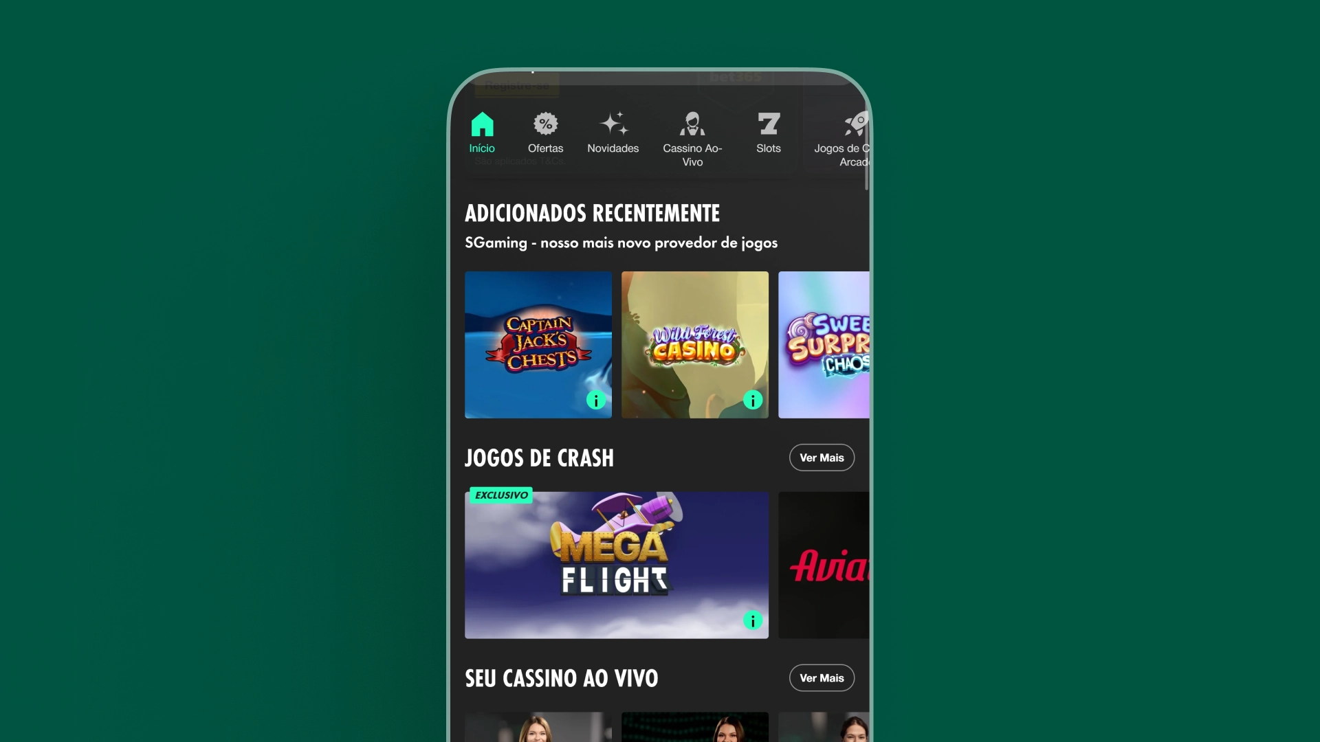 imagem O cassino da Bet365 tem app
