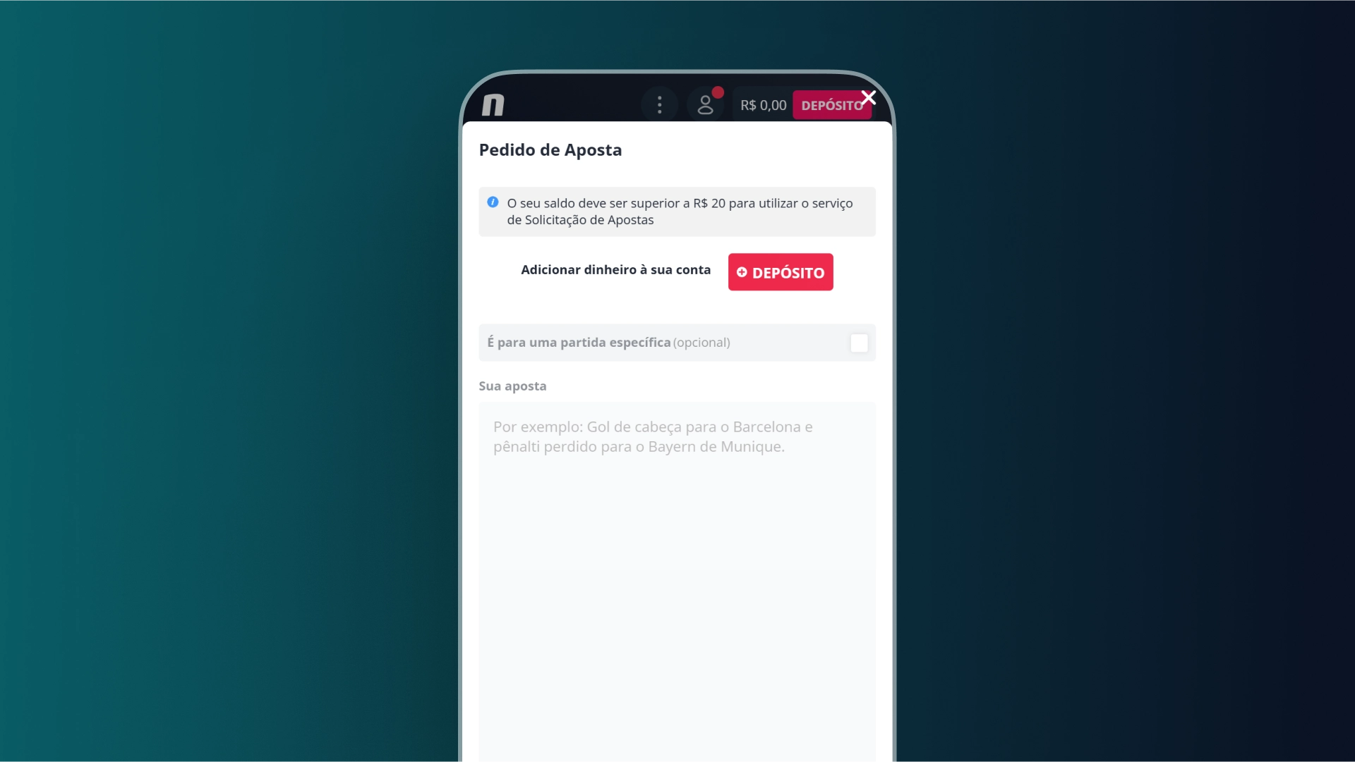 imagem Pedido de aposta Novibet