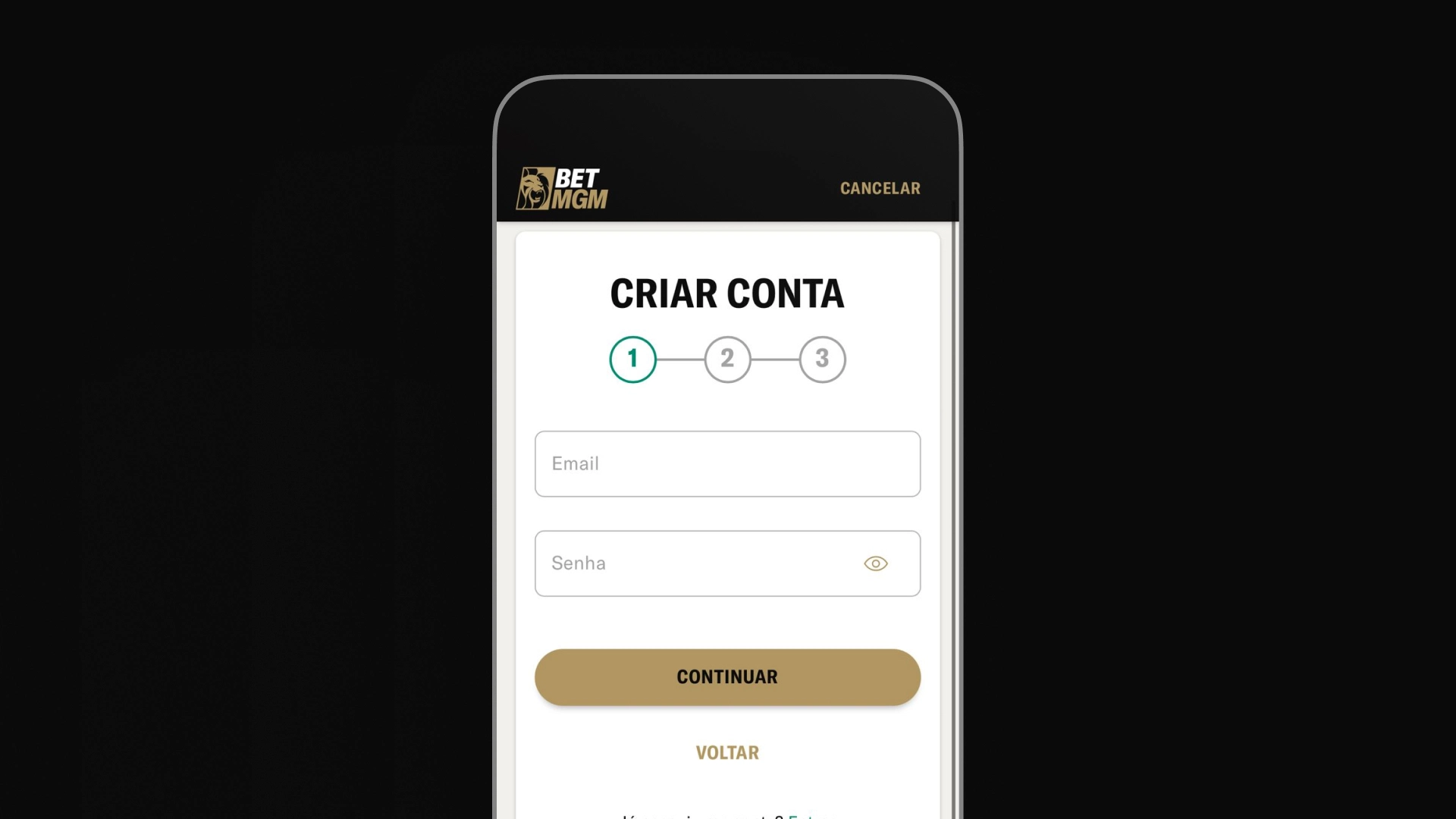 imagem cadastro app BetMGM