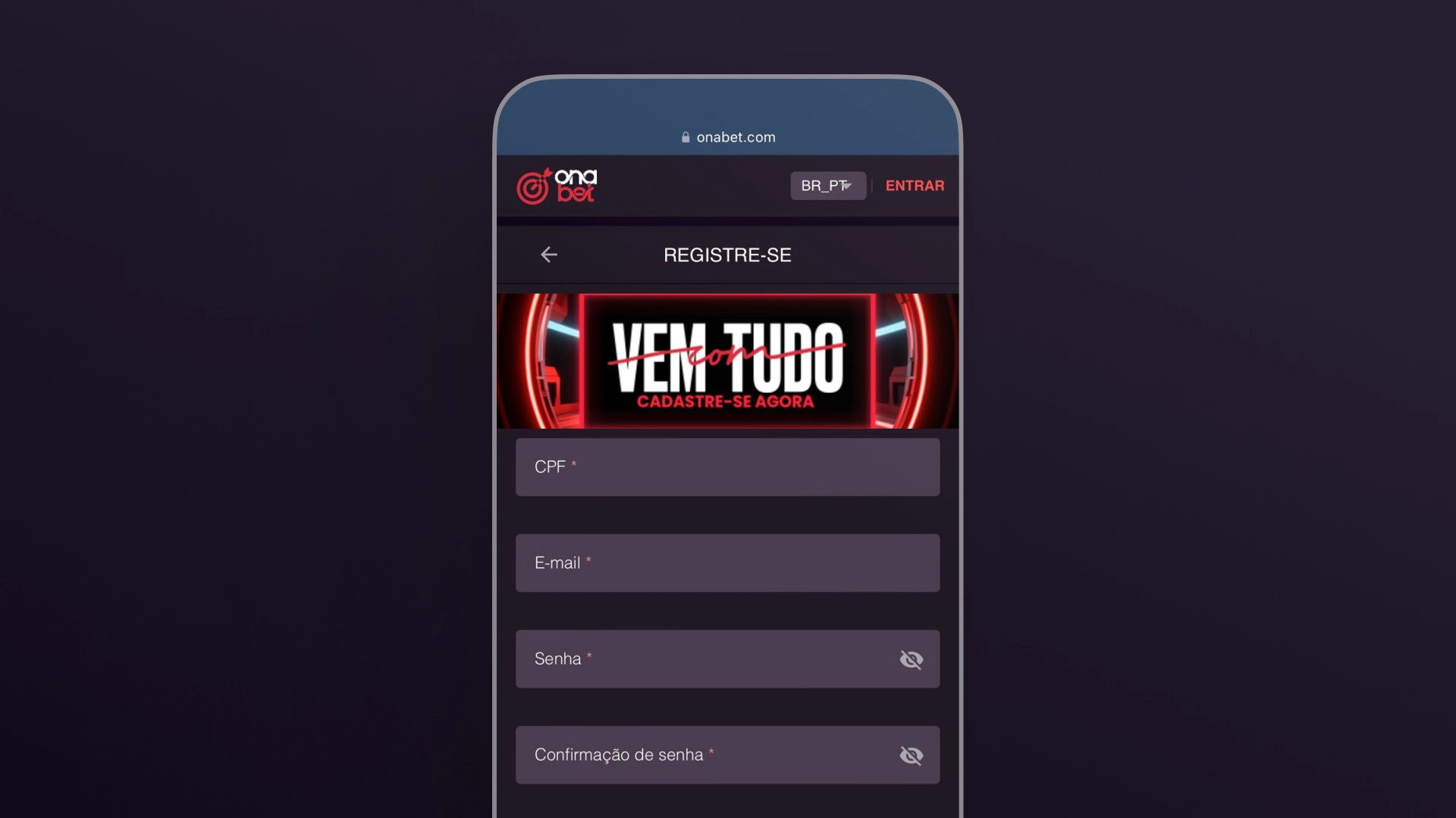 imagem cadastro app onabet