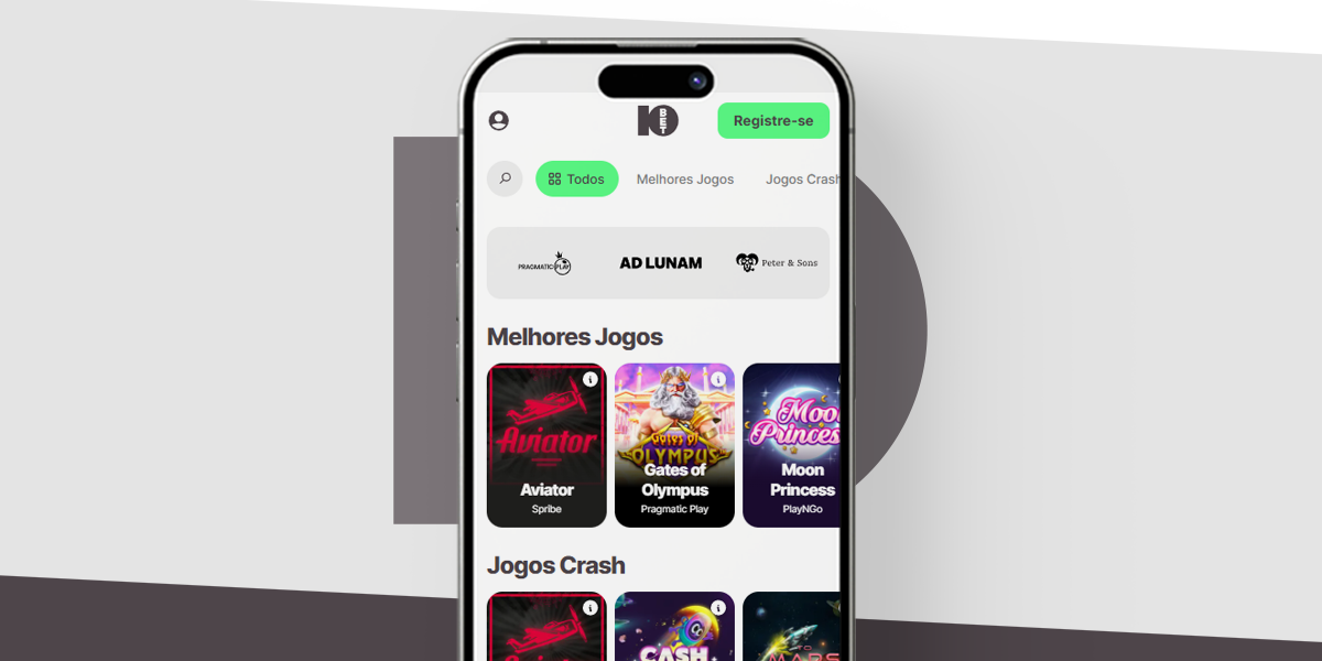 Imagem mostra smartphone aberto no app, na página de cassino da 10Bet