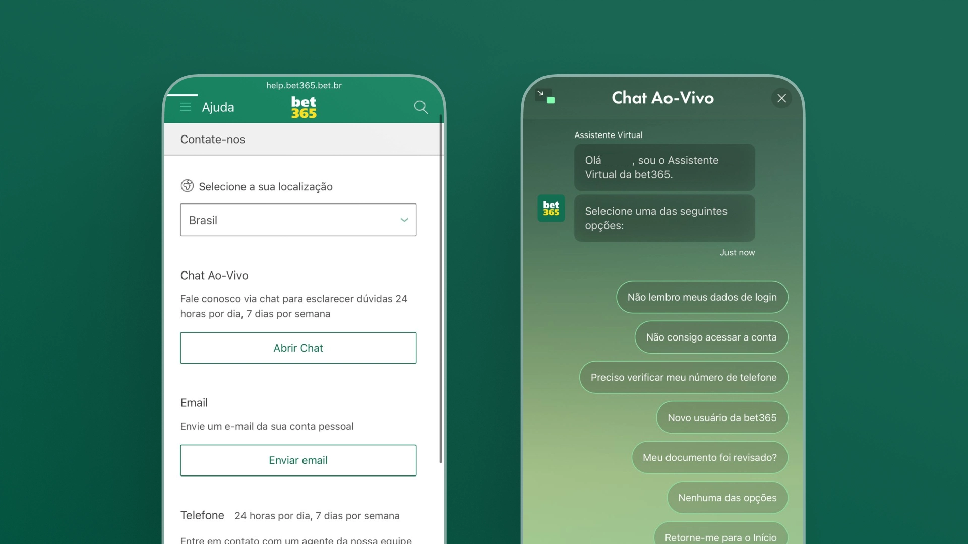 imagem chat suporte Bet365