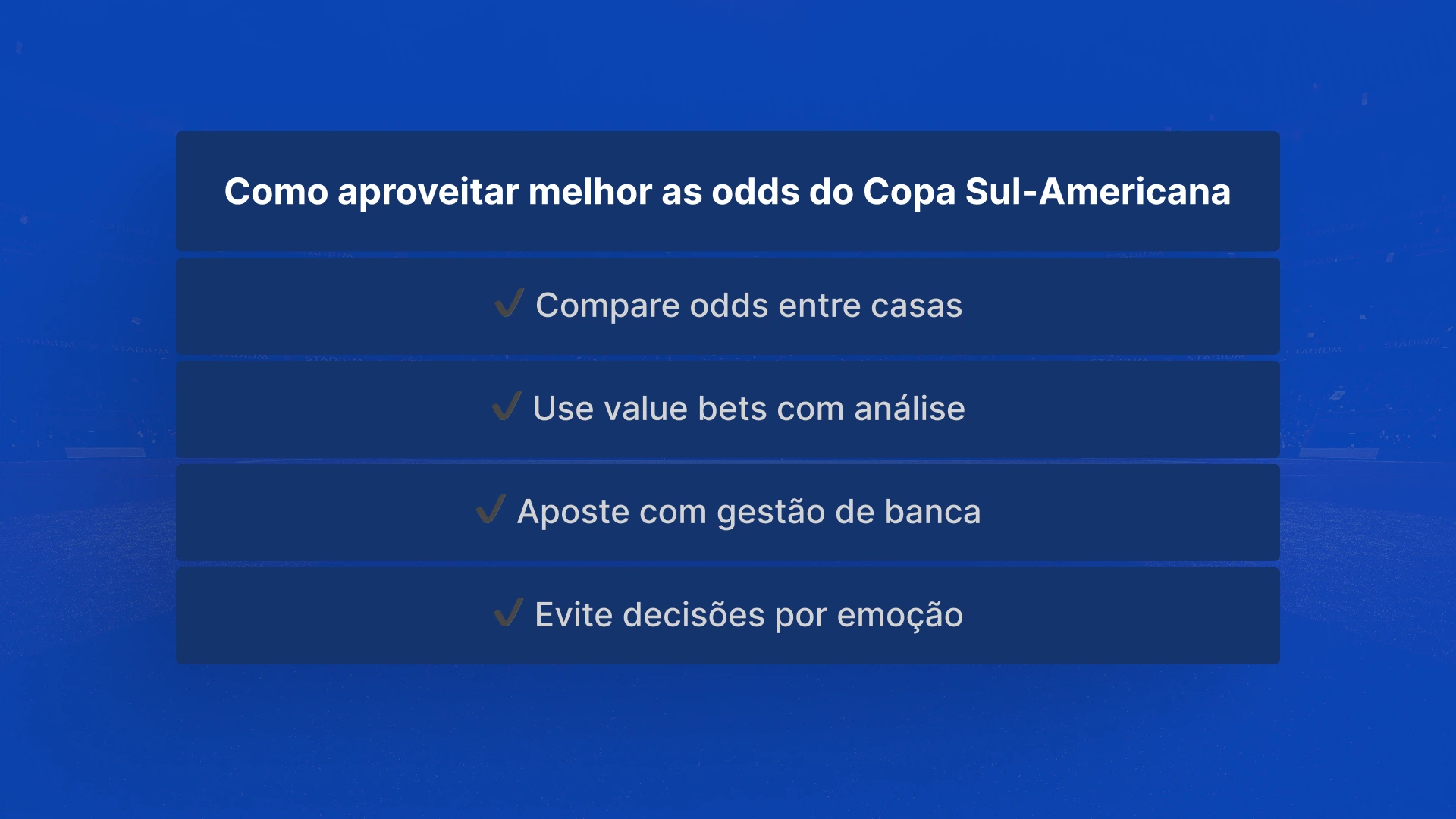 imagem checklist como aproveitar odds copa sul americana