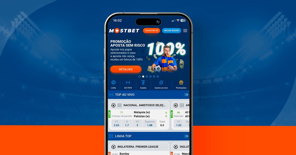 imagem mostra smartphone aberto na versão mobile do Mostbet Cassino