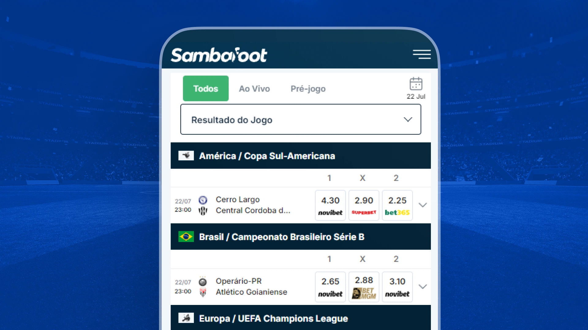 imagem filtro comparador de odds sambafoot
