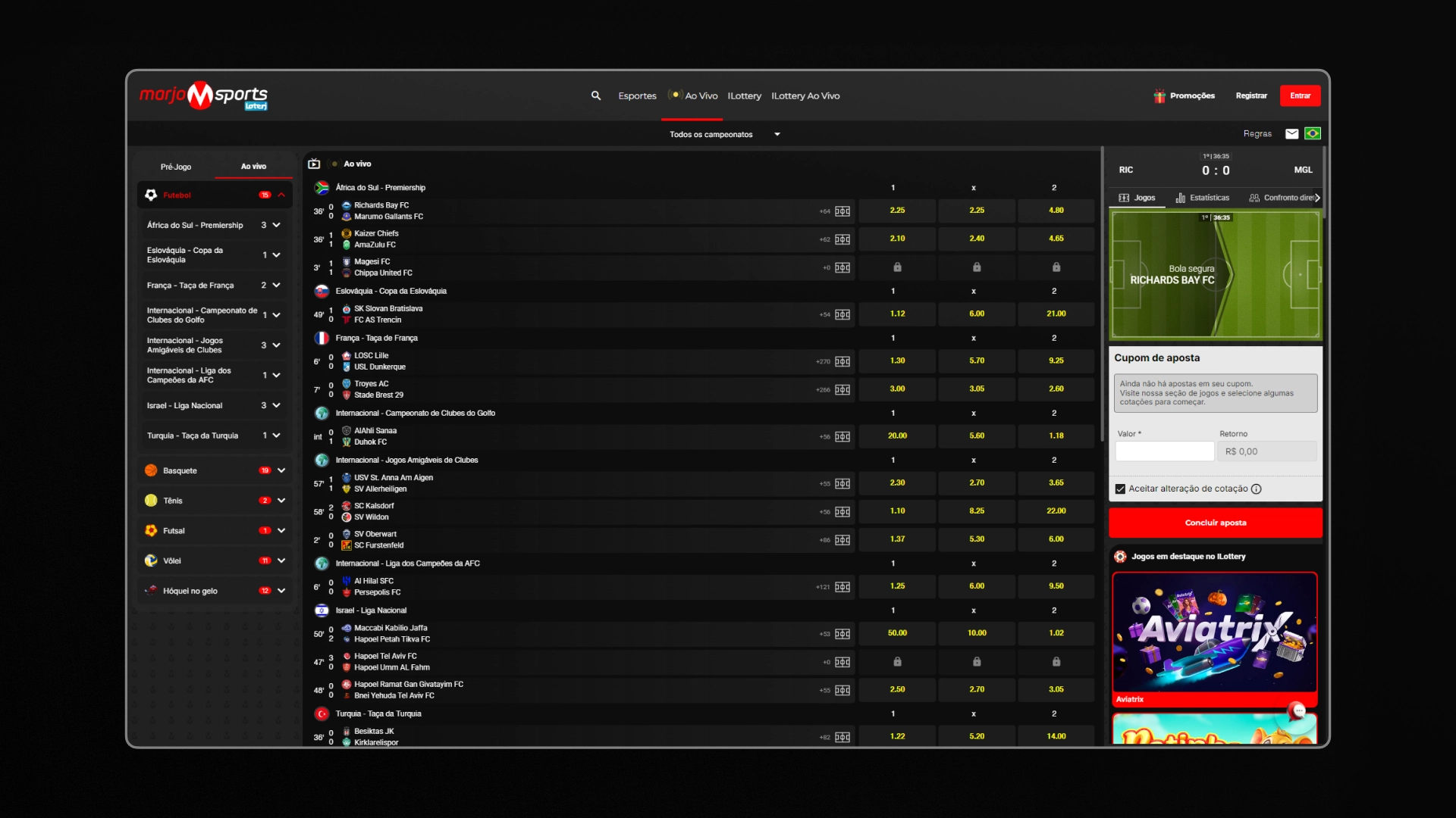 imagem futebol ao vivo MarjoSports