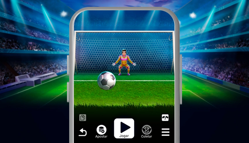 Imagem mostra smartphone aberto na página do jogo Penalty Shoot Out