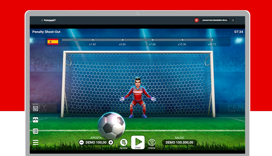 Imagem mostra notebook aberto na página do jogo Penalty Shoot Out