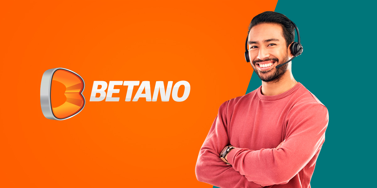 imagem mostra atendente sorrindo ao lado logomarca da Betano