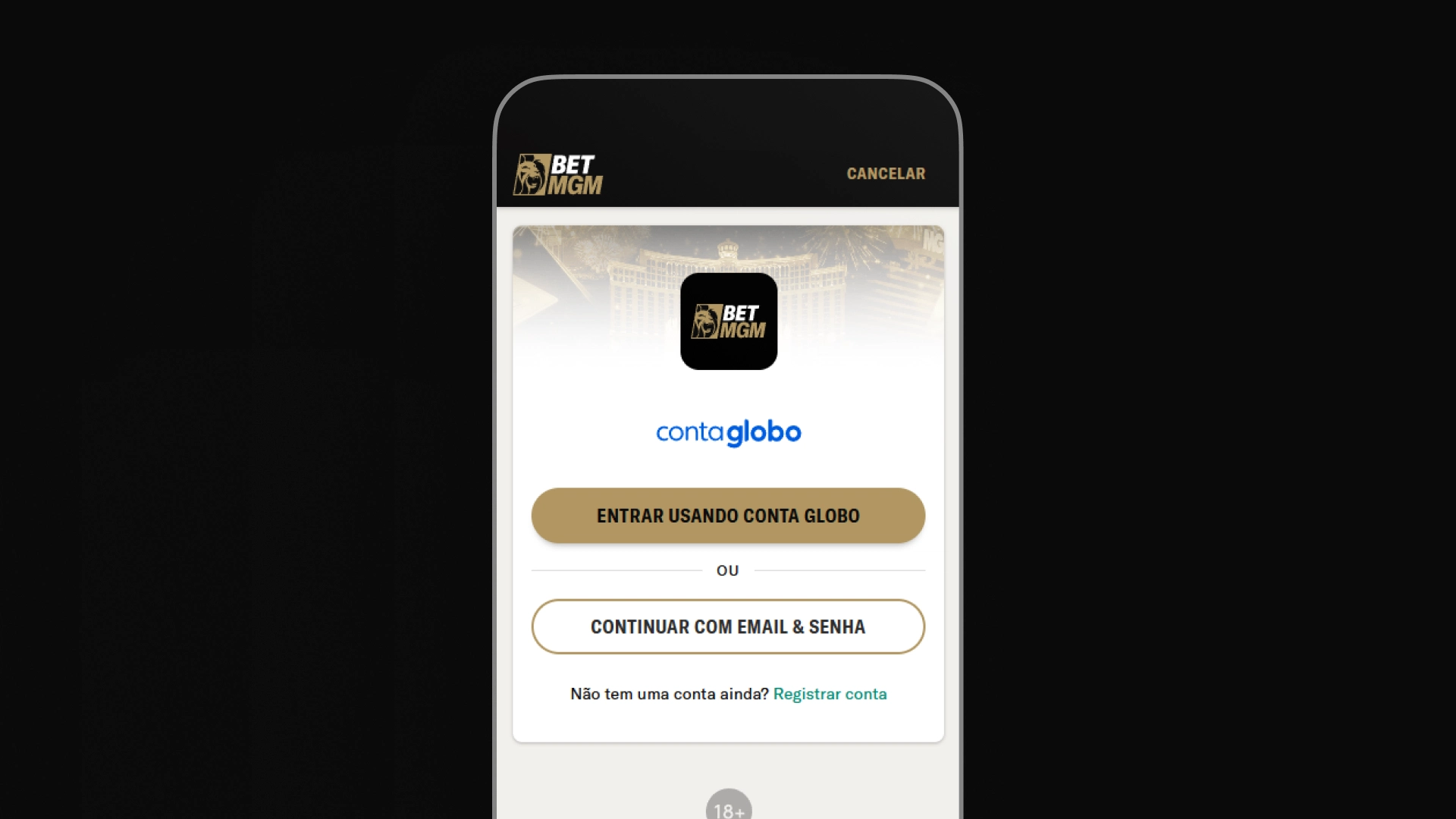 imagem login app BetMGM