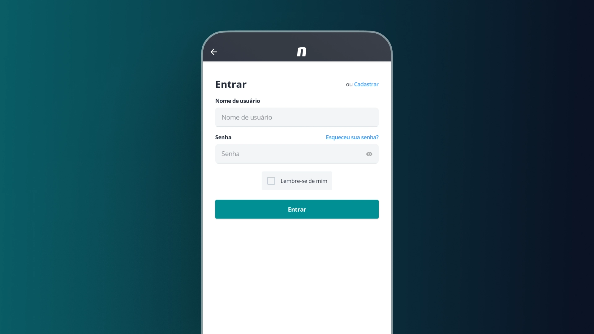 imagem login app Novibet