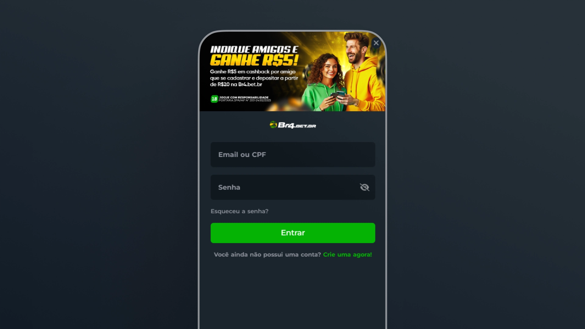 imagem login app br4bet