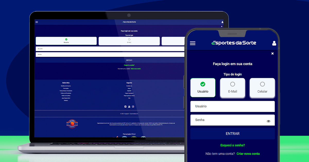 imagem login esporte da sorte