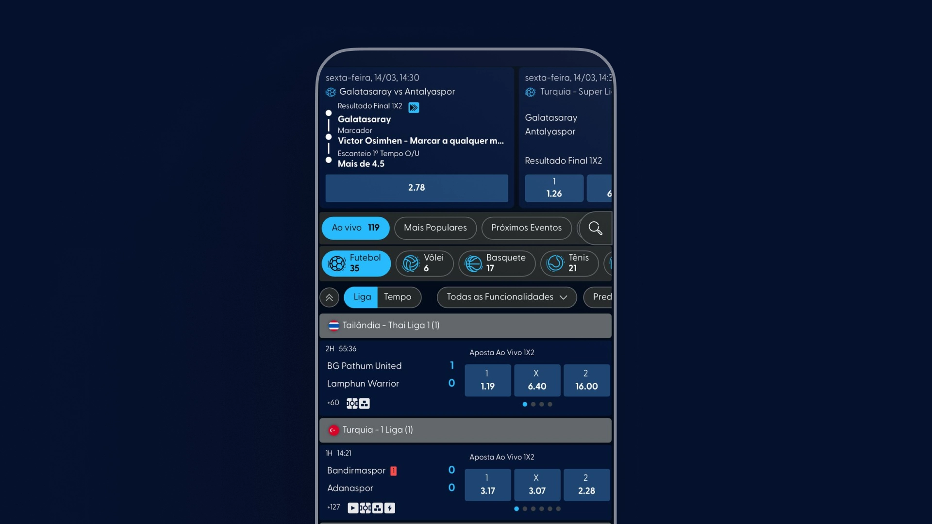 imagem mobile evento ao vivo DonaldBet