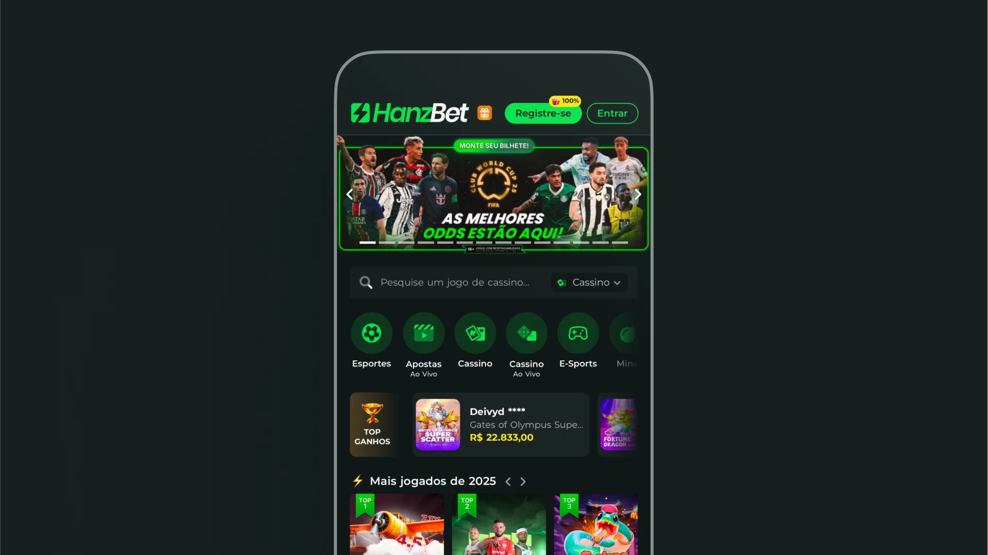 imagem mobile home hanzbet