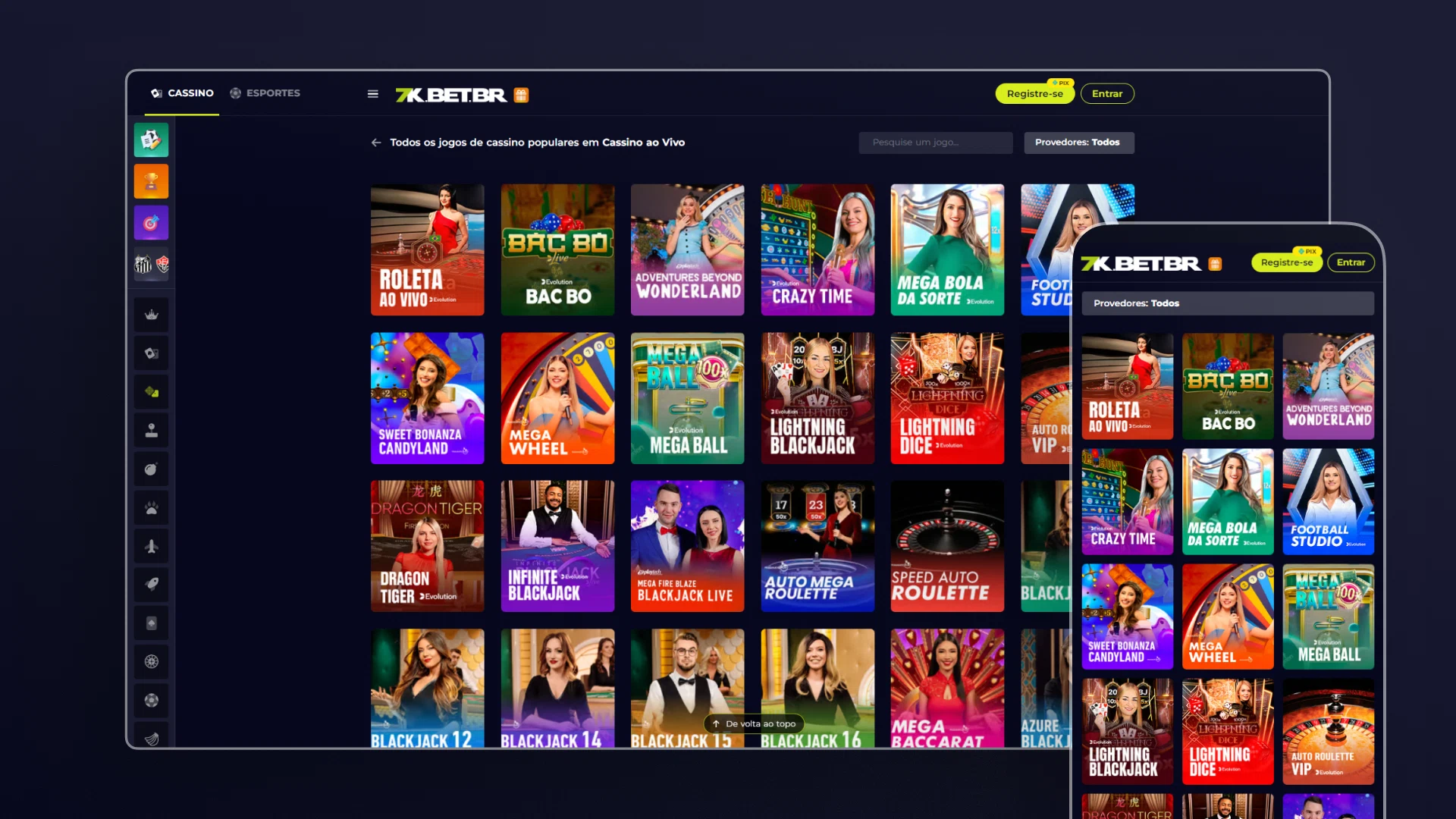 imagem mockup desktop mobile cassino ao vivo bet7k