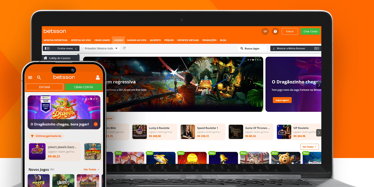 imagem mockup desktop mobile cassino betsson