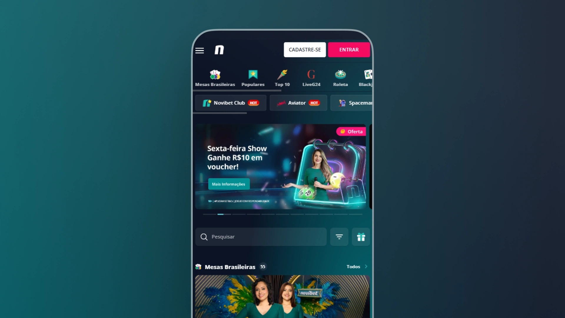 imagem pagina casino app da novibet