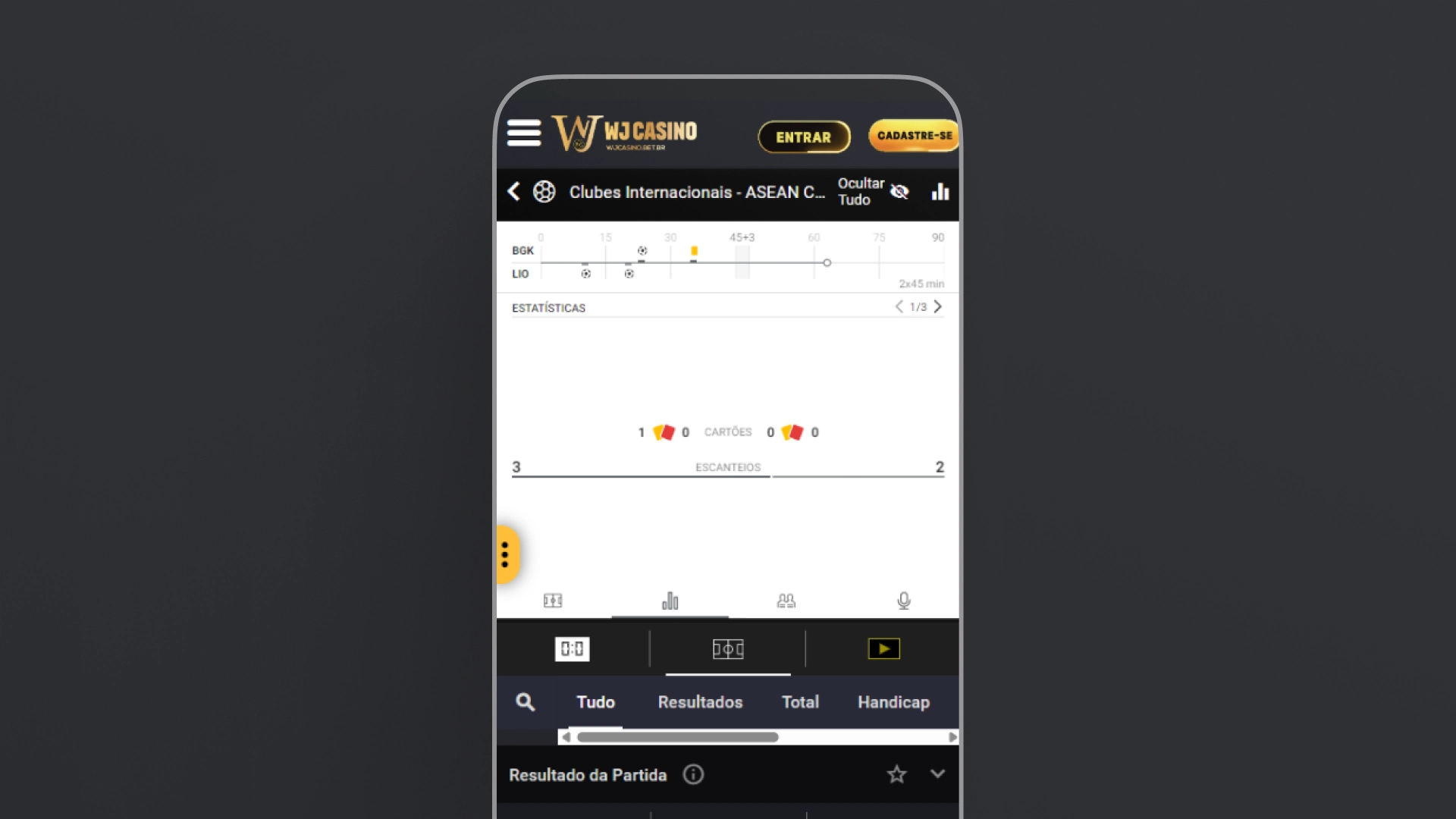 imagem recurso Estatísticas mobile wjcasino