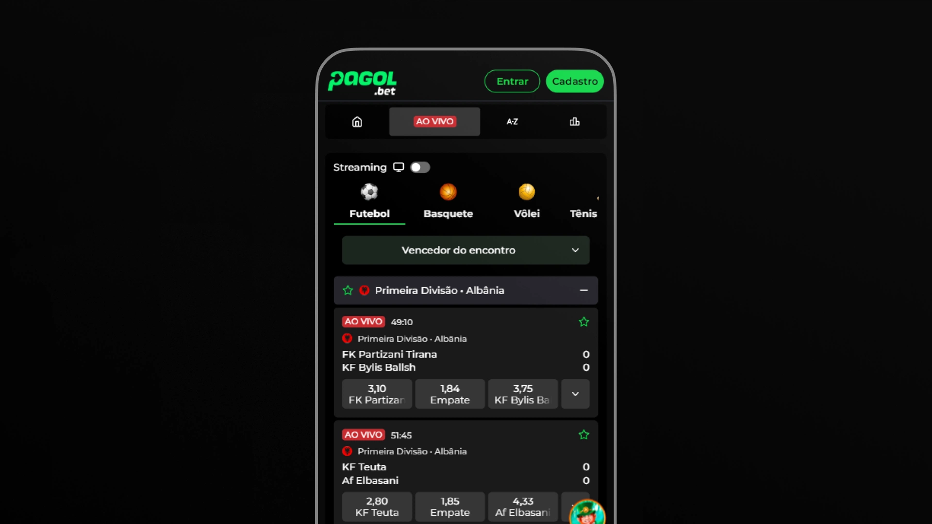 imagem recurso transmissao ao vivo mobile pagol bet