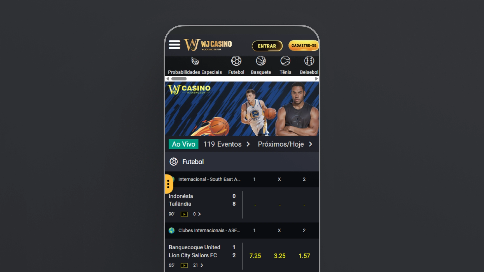 imagem recurso transmissao ao vivo mobile wjcasino