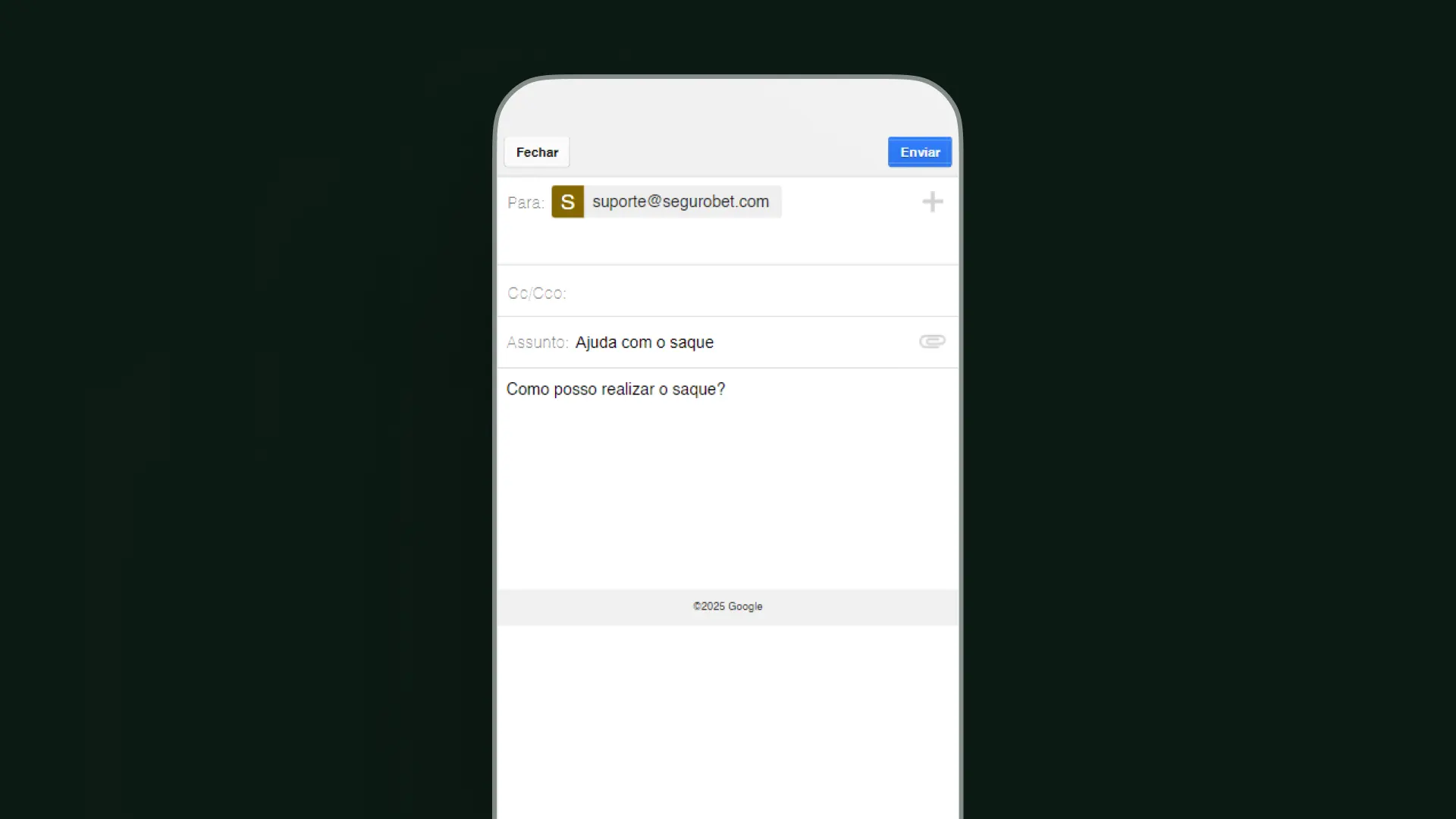 imagem suporte email segurobet