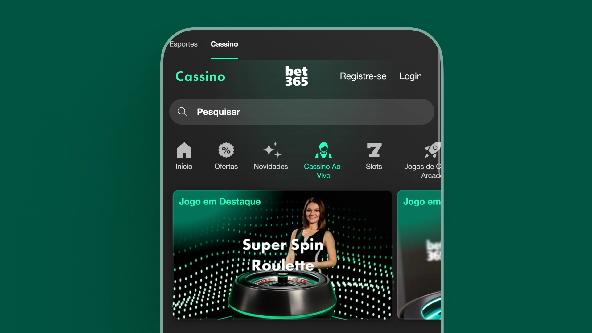 screenshot Como acessar o cassino ao vivo bet365