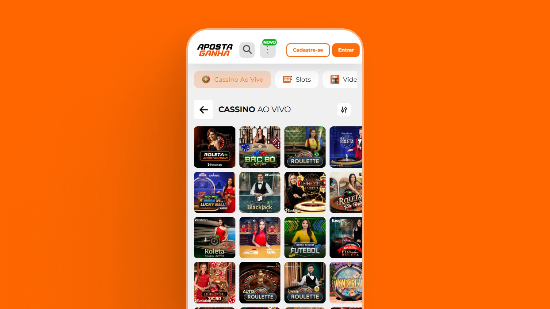 screenshot casino ao vivo aposta ganha