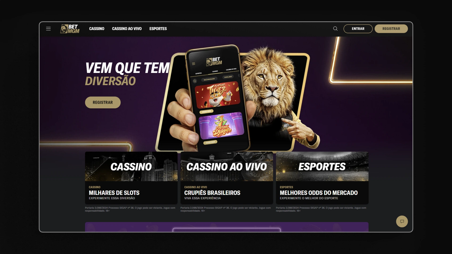 screenshot cassino BetMGM