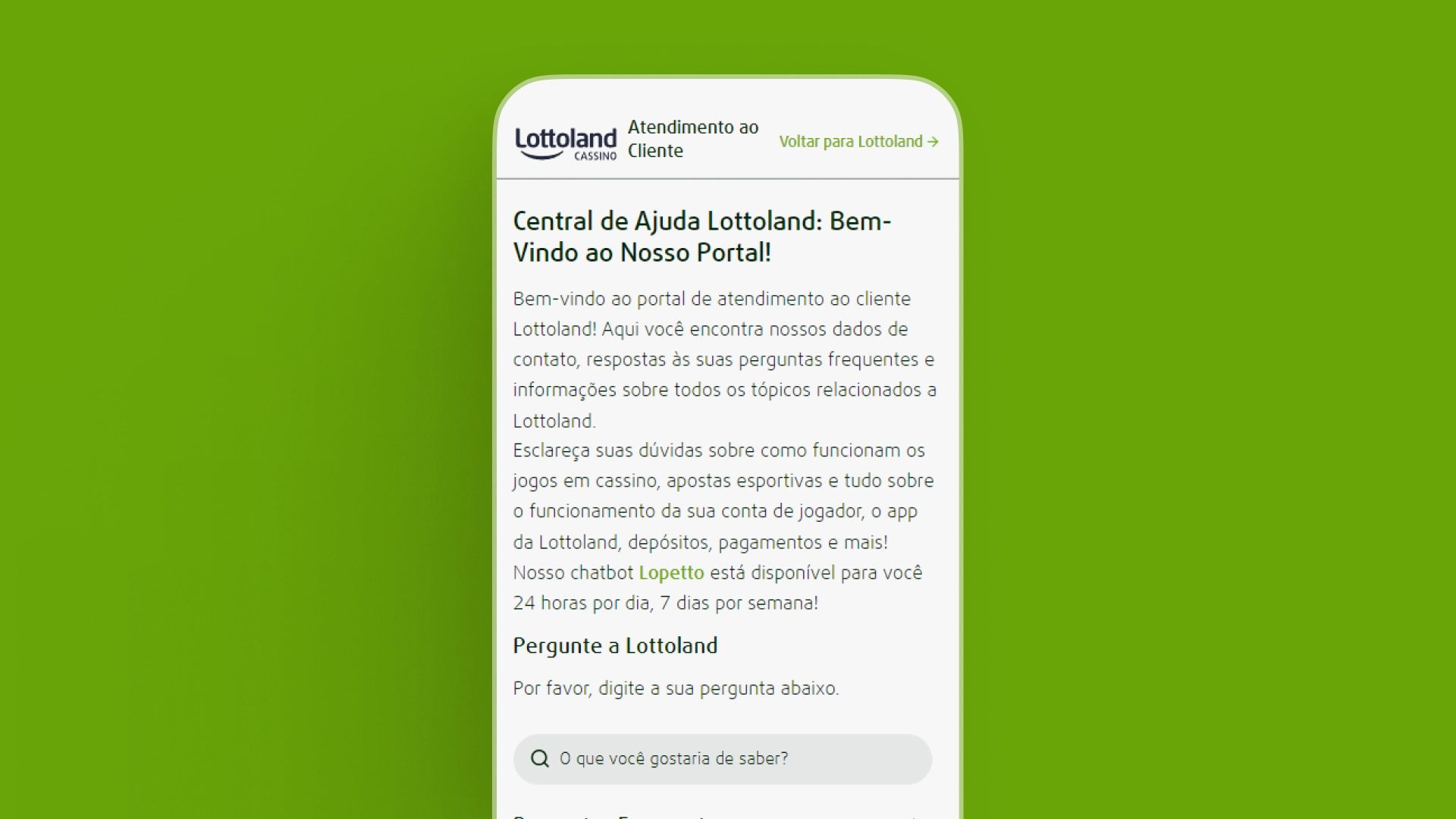 screenshot central de ajuda lottoland