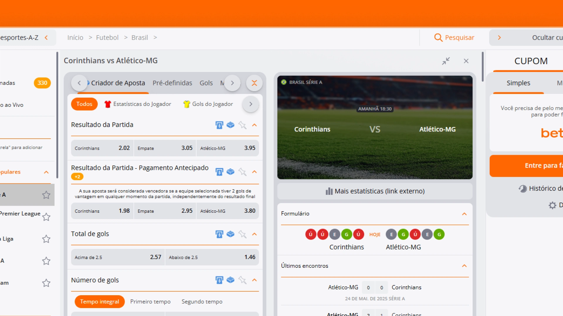 screenshot criar aposta betsson