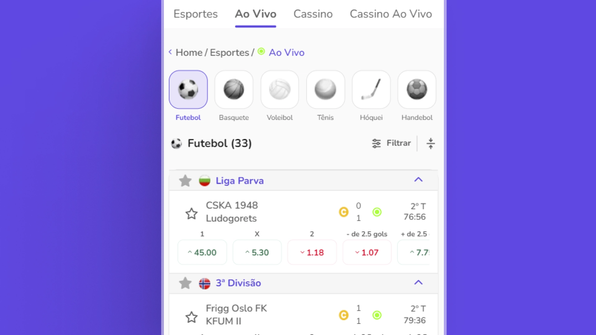 screenshot live Betsul