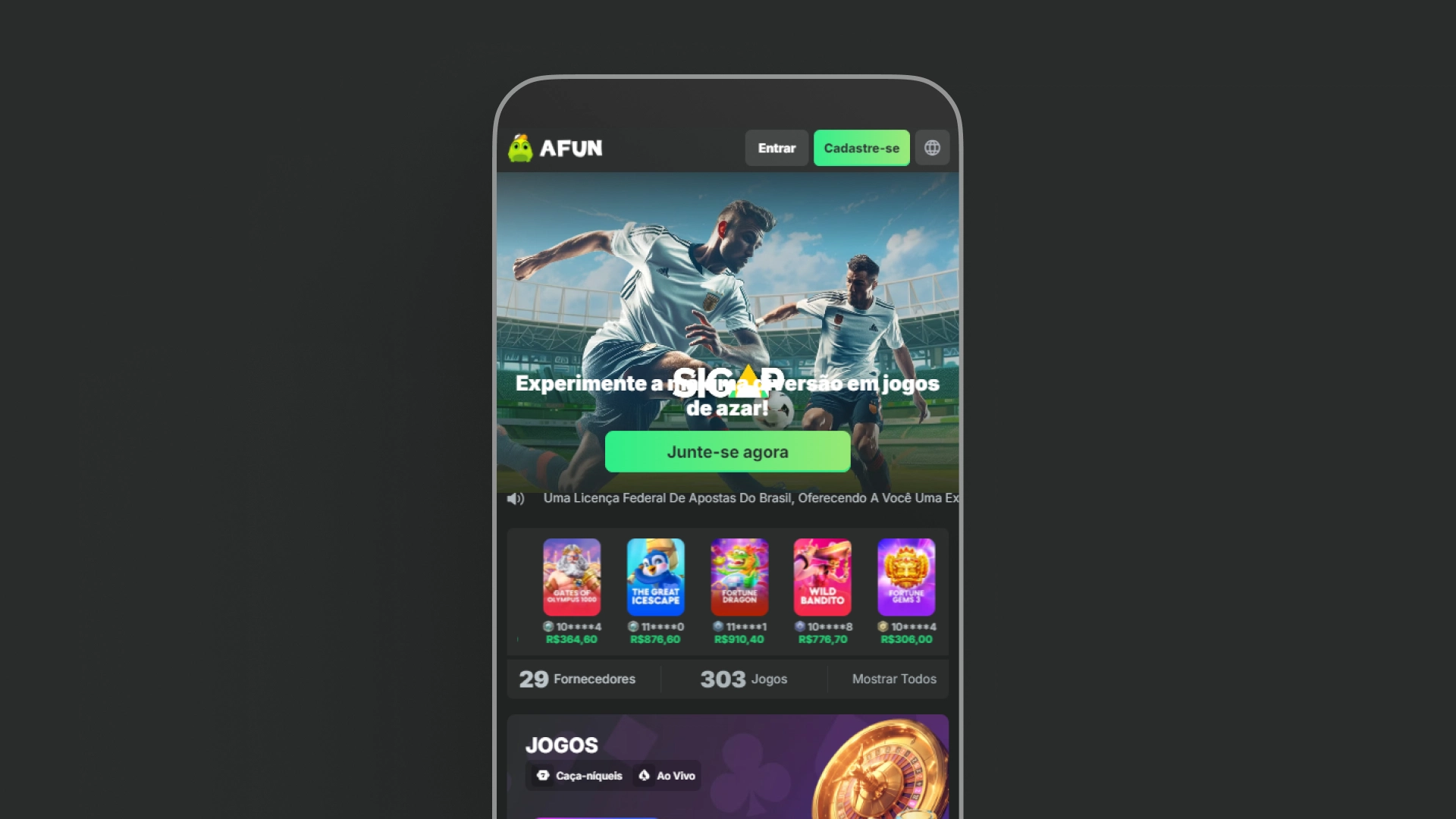 screenshot mobile AFun