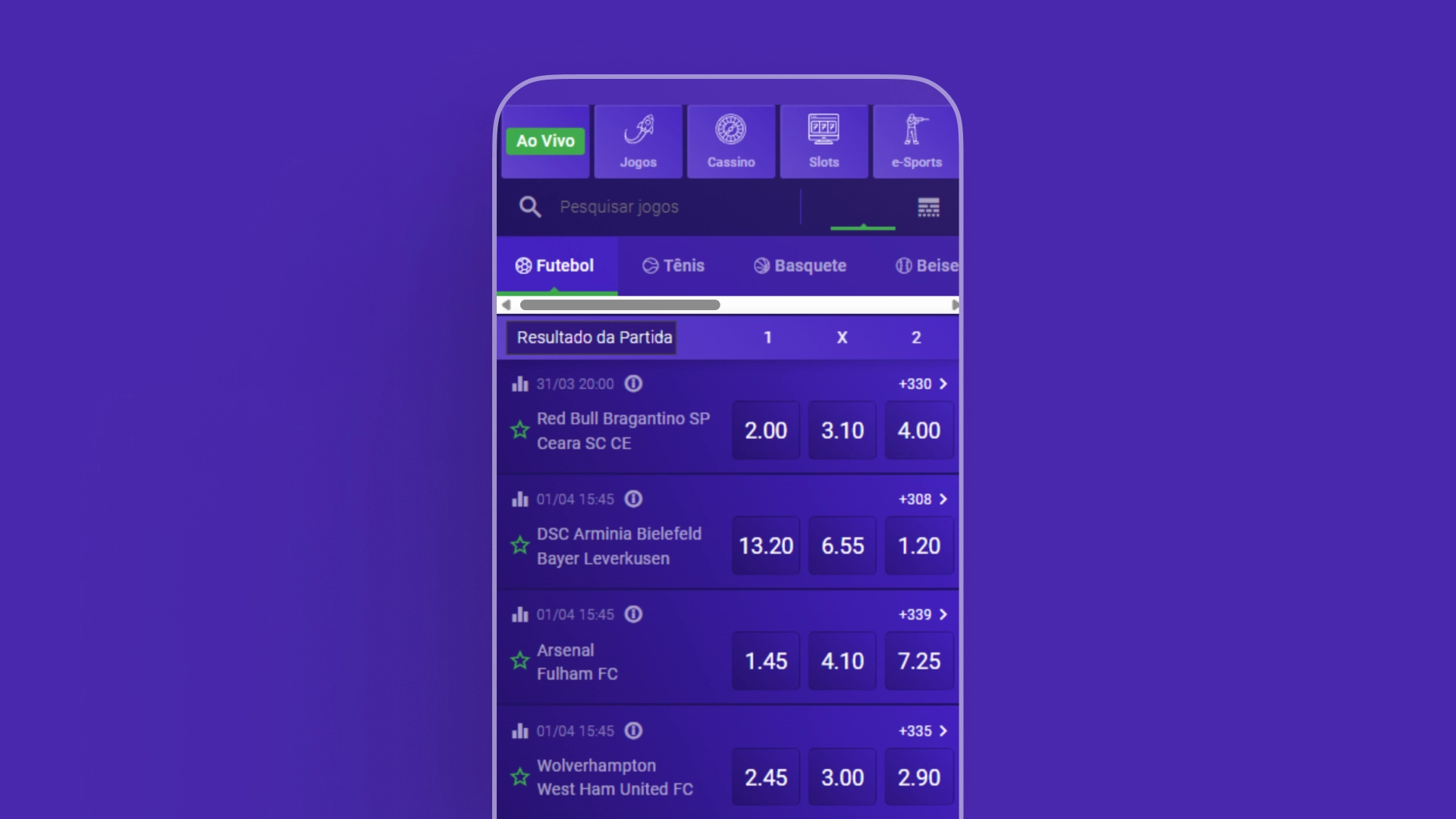screenshot mobile app Aposta1