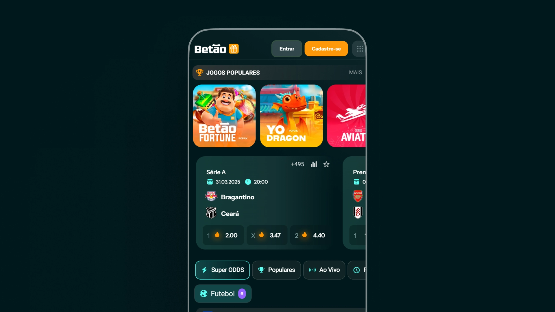 screenshot mobile app Betão