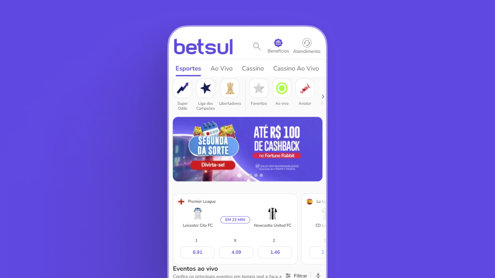 screenshot mobile app Betsul