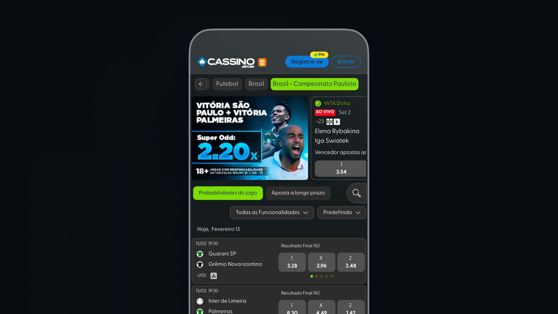screenshot mobile app Cassinopix