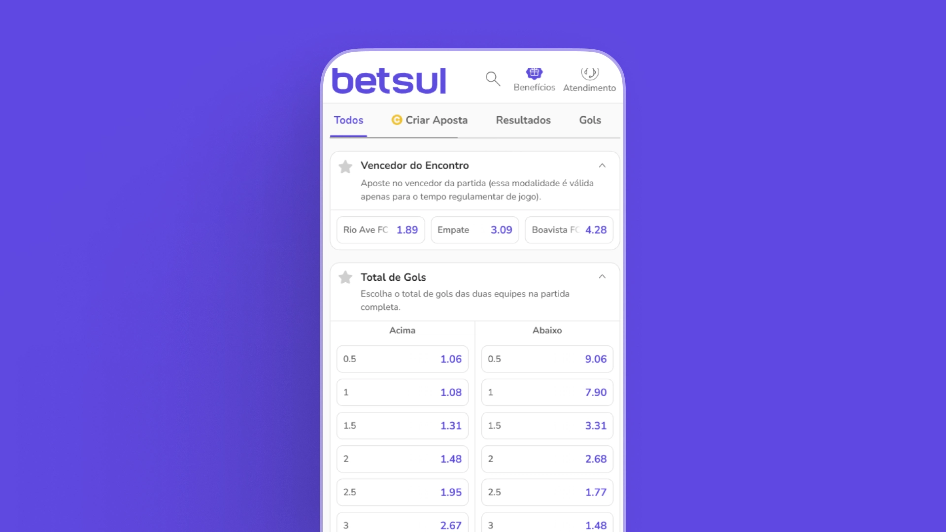 screenshot odds Betsul