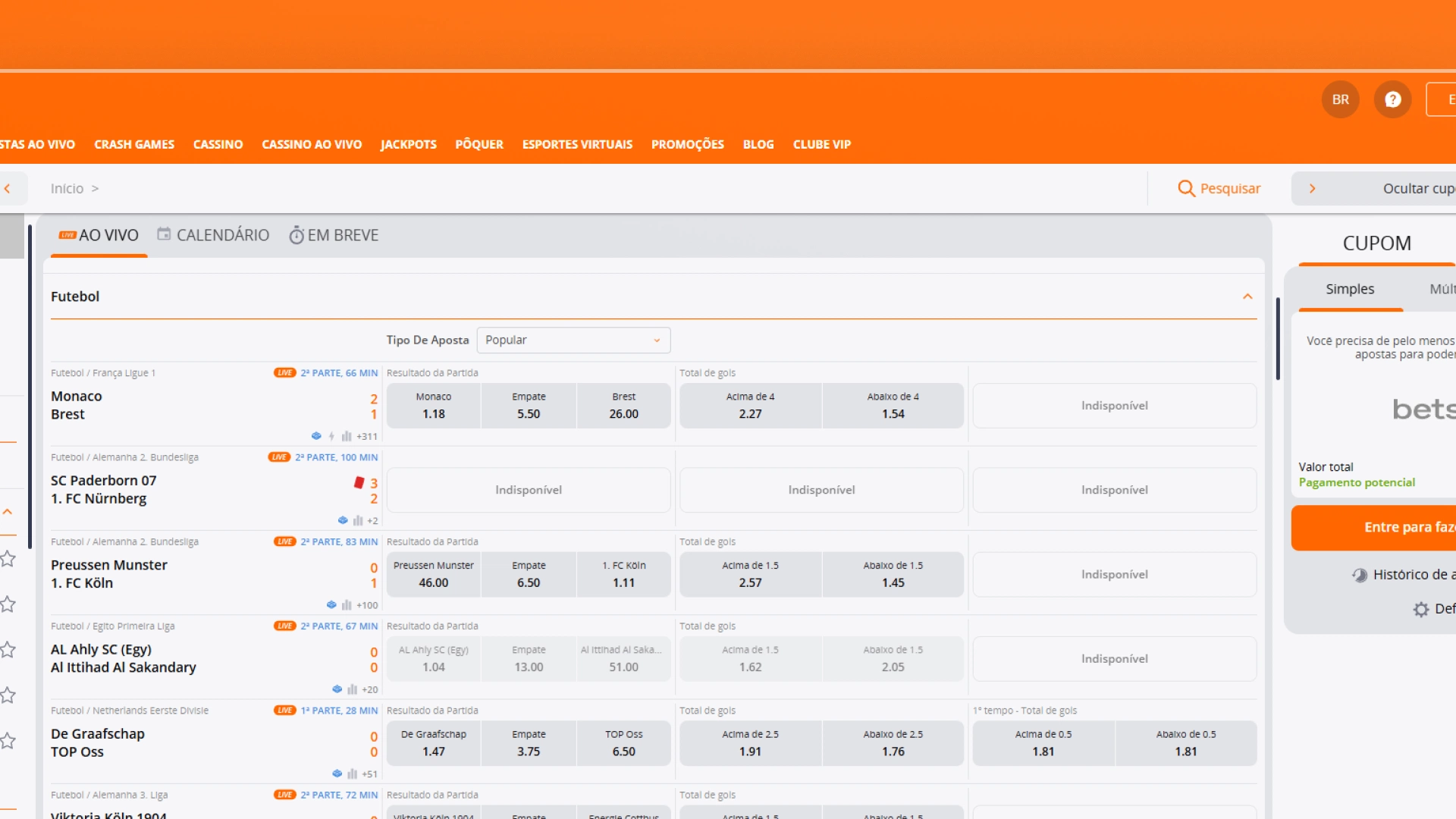 screenshot odds betsson