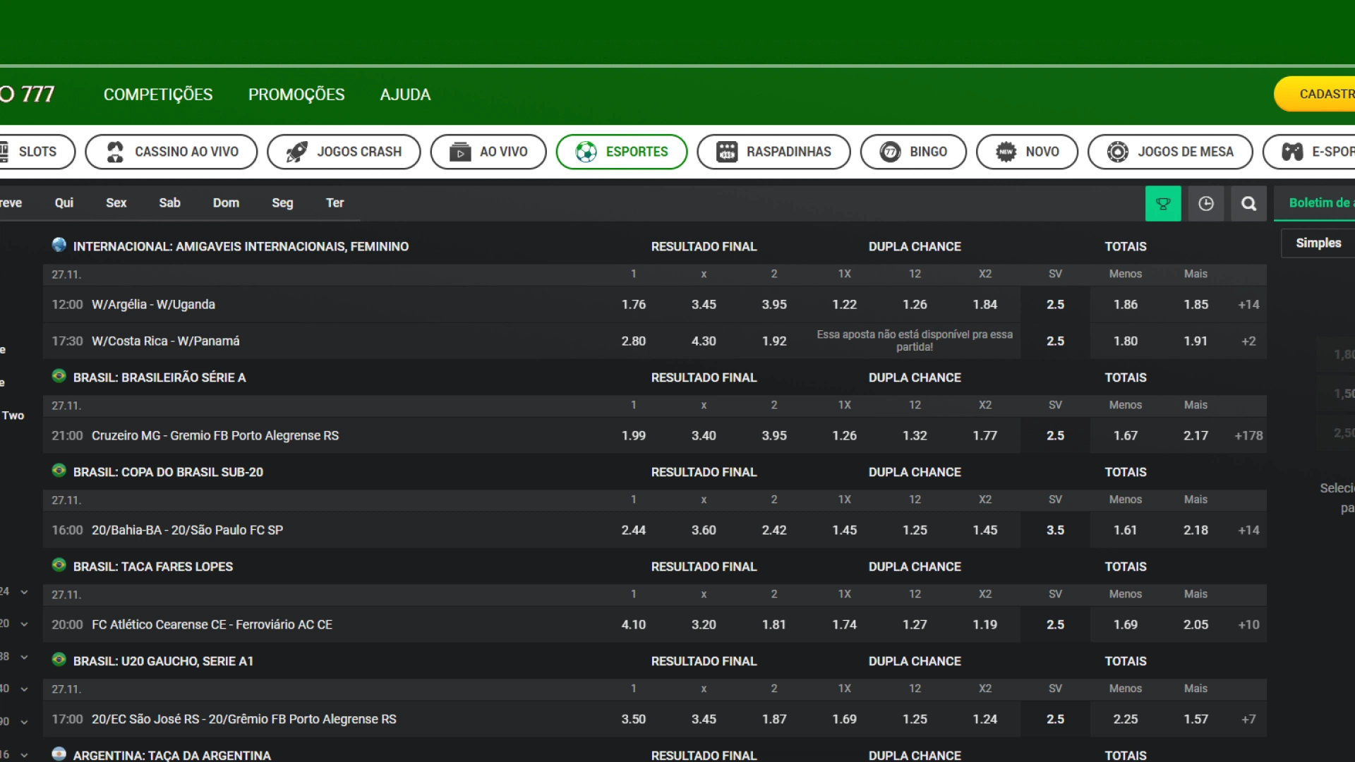 screenshot odds brazino777