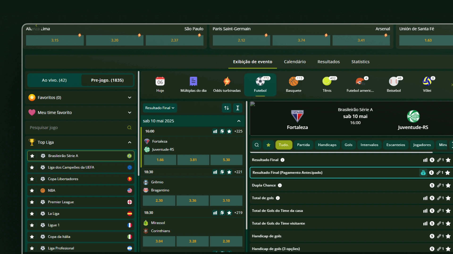 screenshot odds segurobet