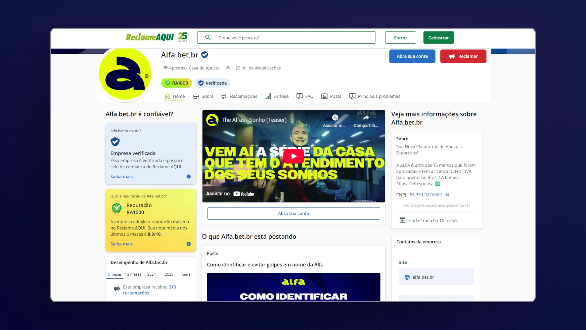 screenshot reclame aqui alfa